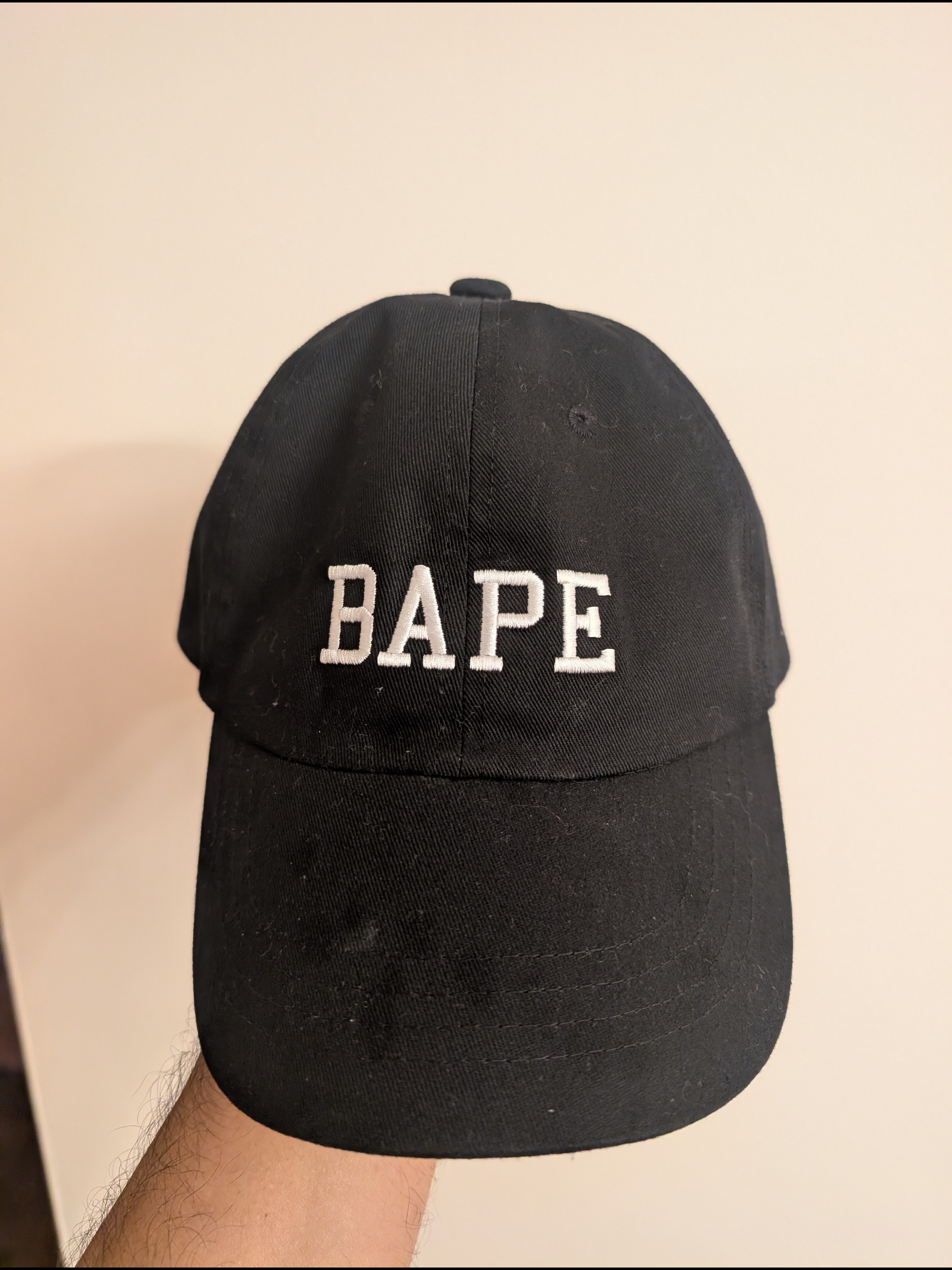 Bape Black Baseball Cap With White Embroidered Logo